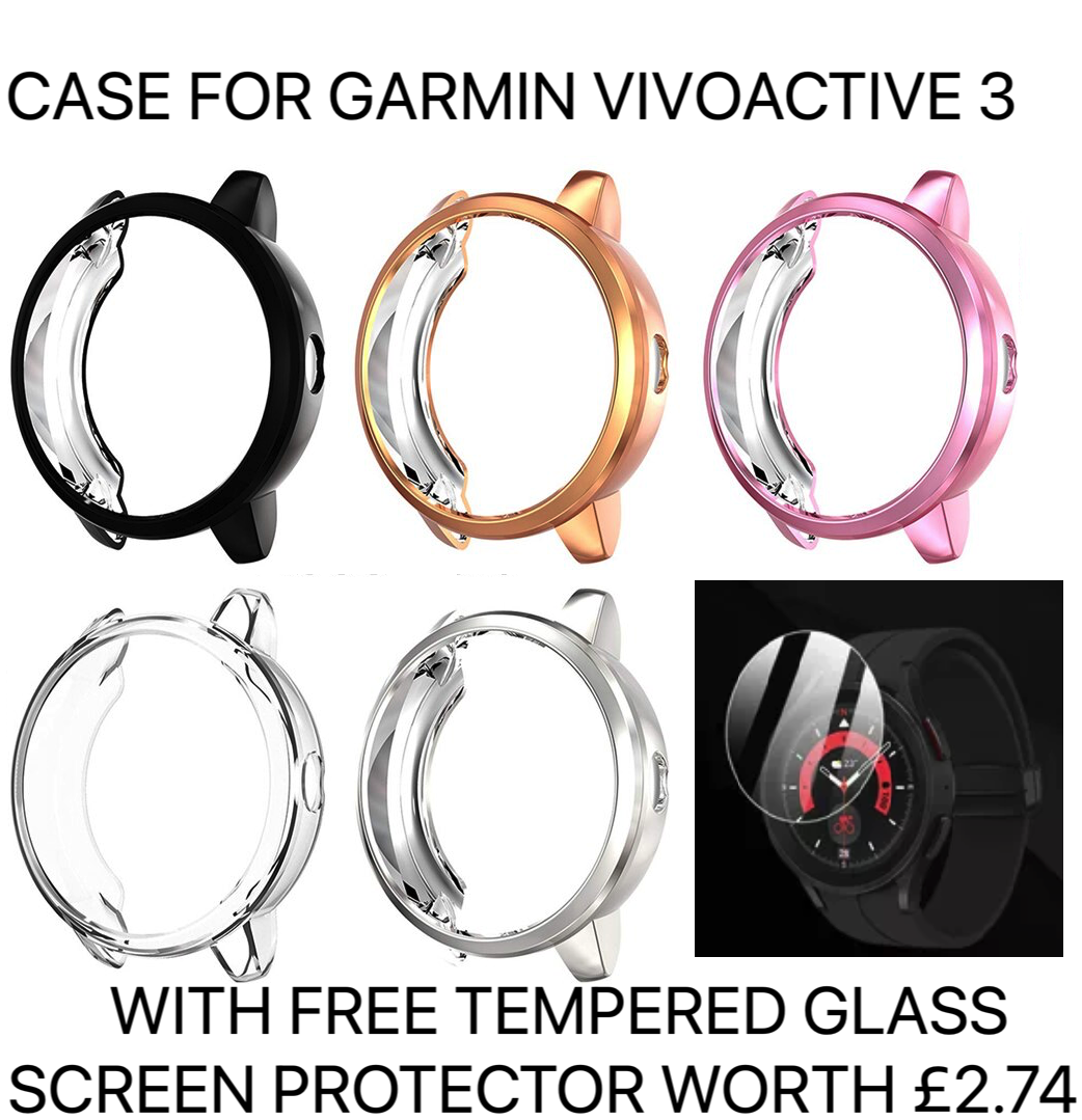 Case for Garmin Vivoactive 3 - FREE Tempered Glass Screen Protector Shell Bumper - product image 1