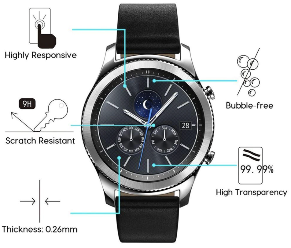 2 x Tempered Glass Screen Protector for Samsung Galaxy Watch3 Watch 3 41mm 45mm - product image 3
