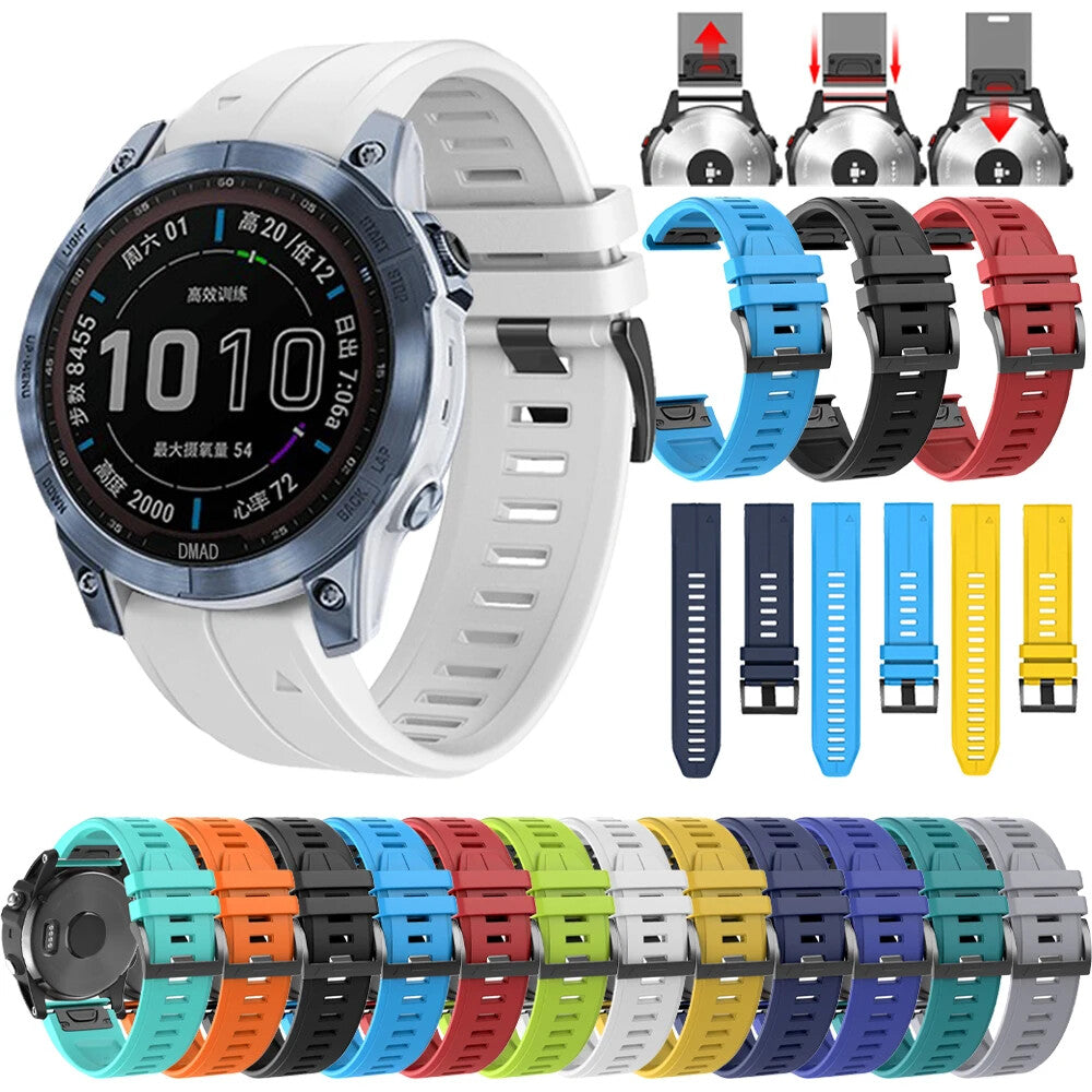 Silicone Watch Strap for Garmin Fenix 8 7 6 × / Pro Epix Gen2 QuickFit 20 / 22 / 26mm - product image 1