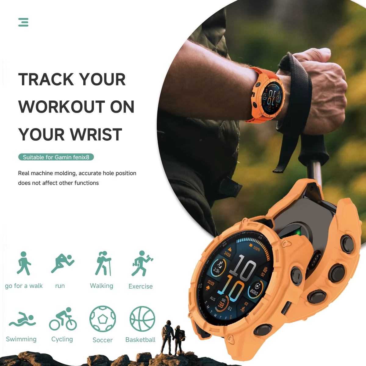 Case for Garmin Fenix 8 / Solar 51mm 47mm 43mm TPU Shockproof Bumper Protective - product image 3