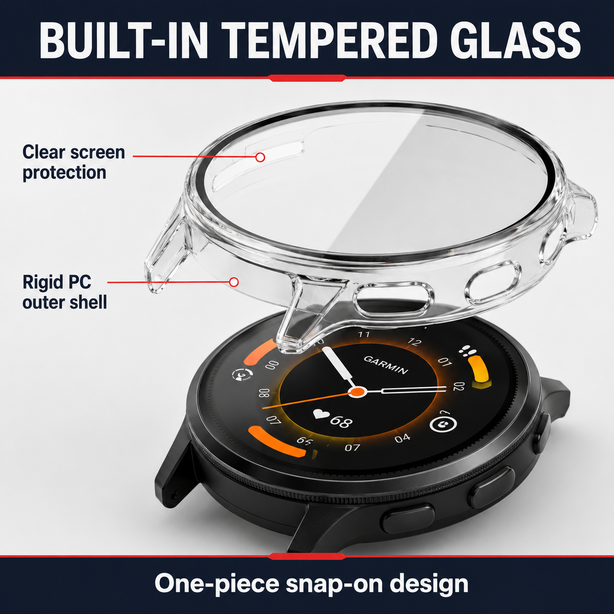 Case for Garmin Venu 4 / 3 41mm / 45mm Hard PC with Tempered Glass Screen Protector - product image 2