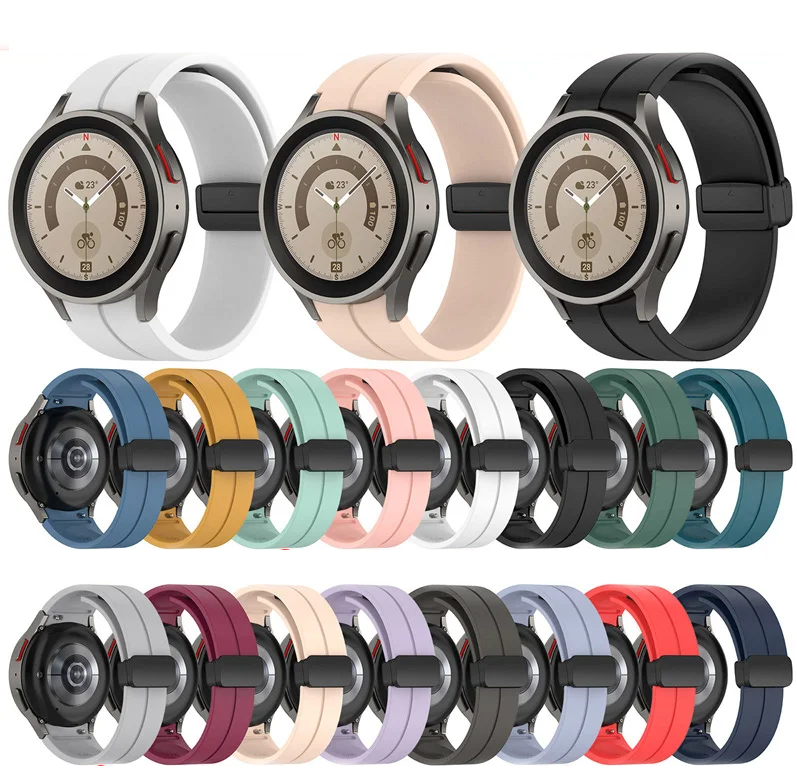 Silicone Strap for Samsung Galaxy Watch 7 6 5 4 40 / 44mm Magnetic D-Buckle Clasp - product image 1