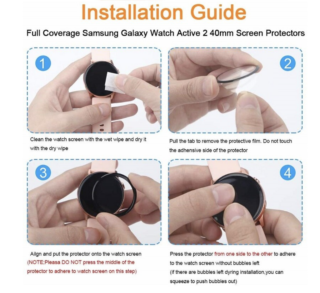 for Samsung Galaxy Watch Active 2 40mm Full Cover Screen Protector Curved 3D - product image 5