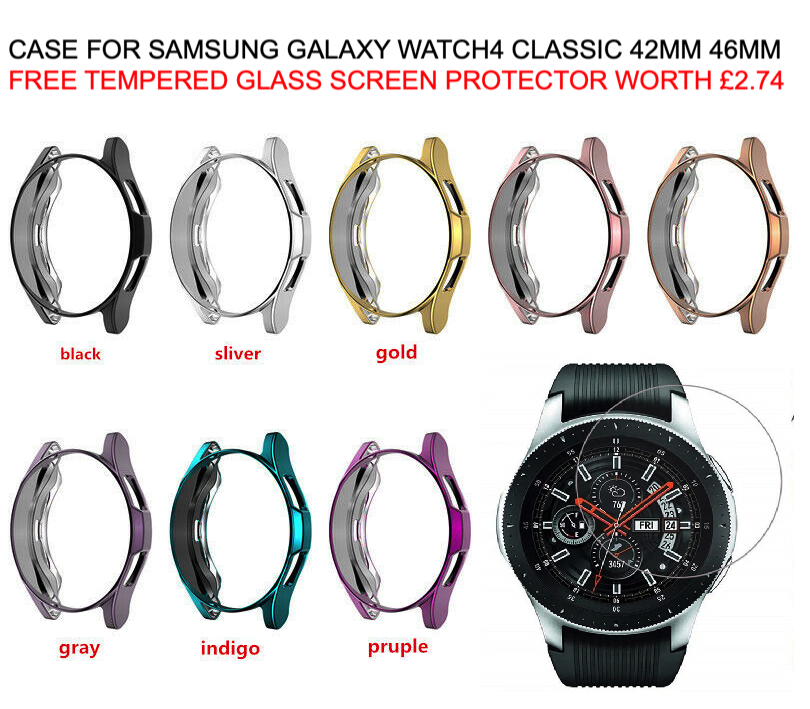 Samsung Galaxy Watch 4 Classic Case 42 46 Free Tempered Glass Screen Protector - product image 1