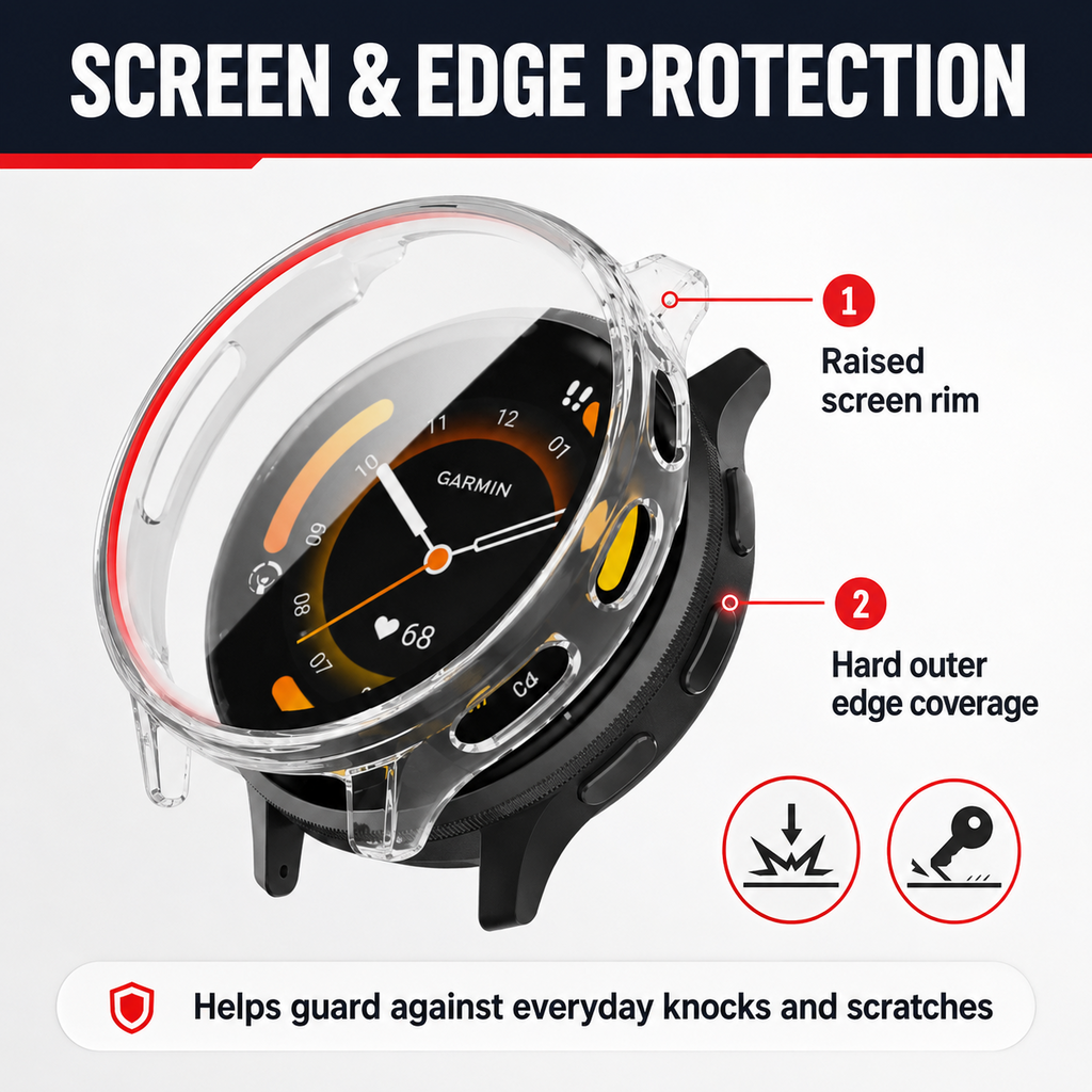Case for Garmin Venu 4 / 3 41mm / 45mm Hard PC with Tempered Glass Screen Protector - product image 3