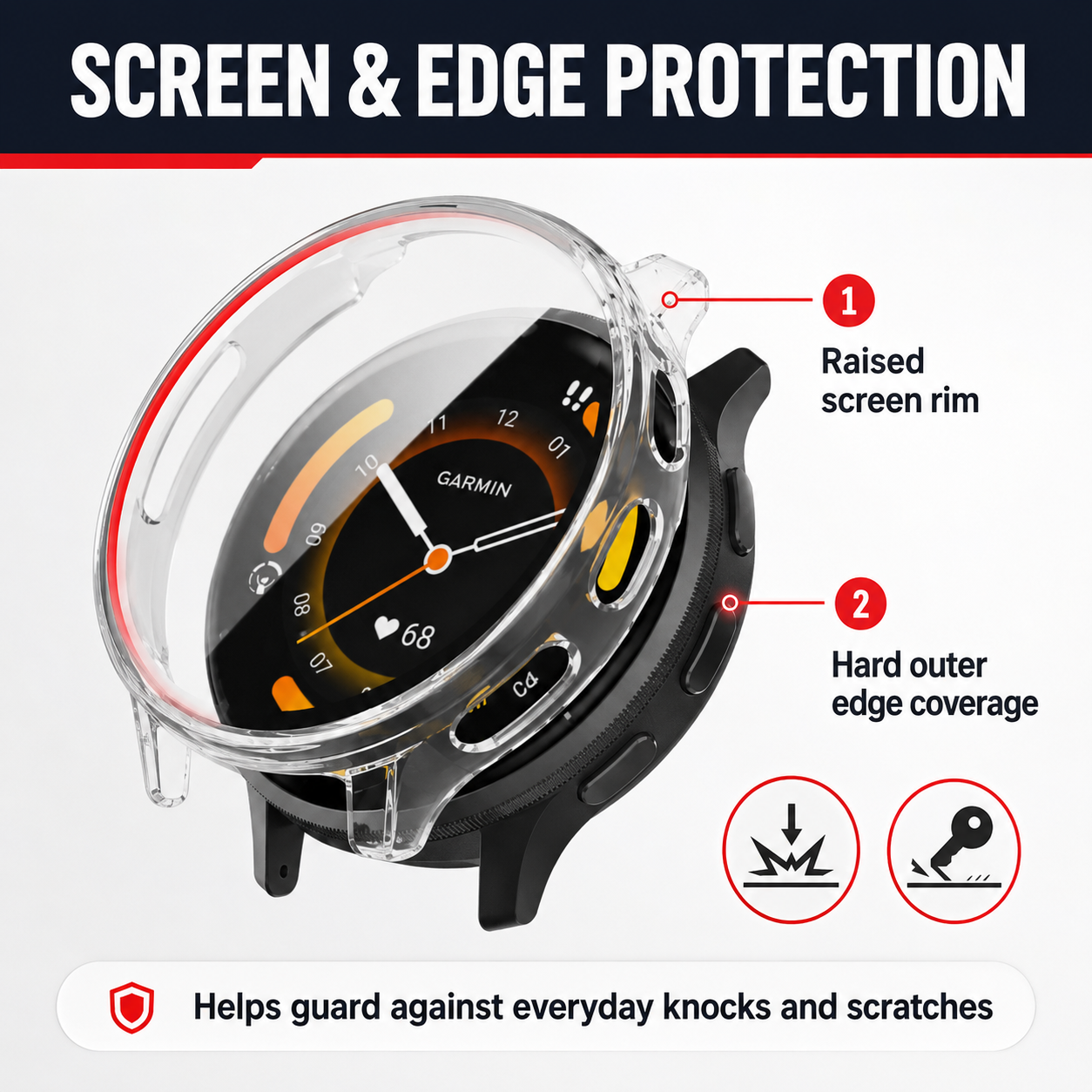 Case for Garmin Venu 4 / 3 41mm / 45mm Hard PC with Tempered Glass Screen Protector - product image 3