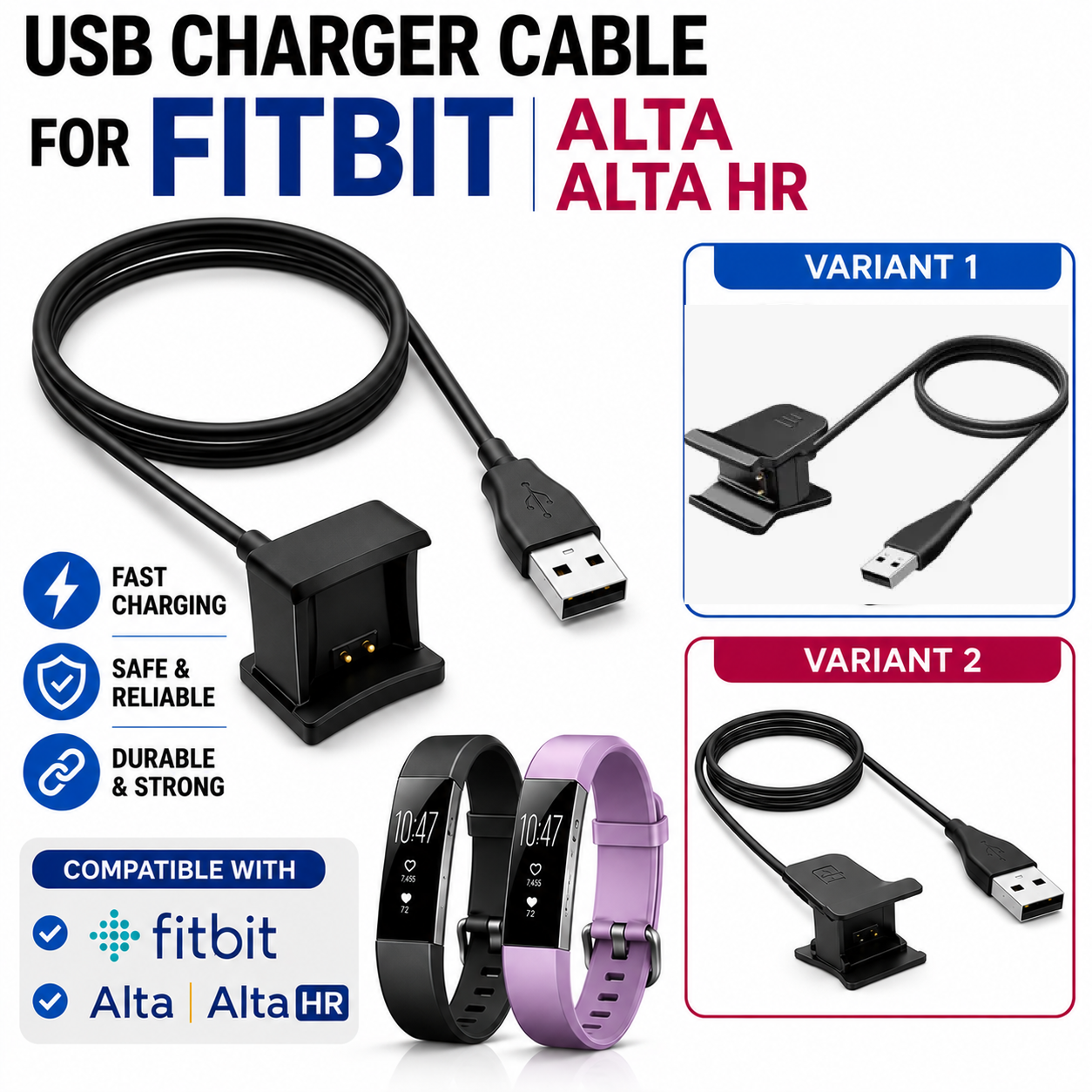 Charger for Fitbit Alta / Alta HR USB Charging Cable Replacement Charger 100cm - product image 1
