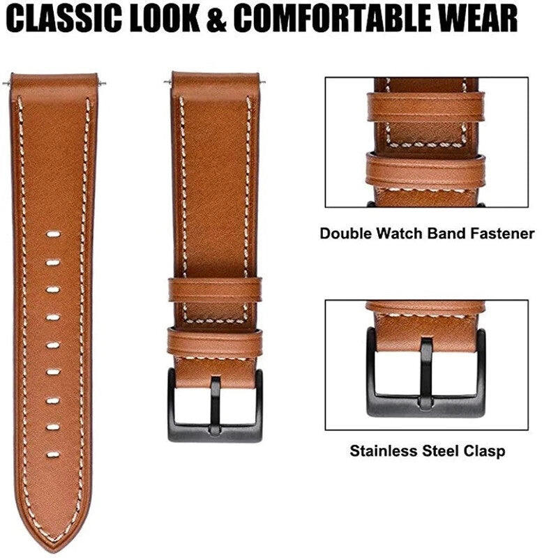 18mm 20mm 22mm Genuine Leather Watch Strap Band Quick Release Luxury Black Brown - product image 2