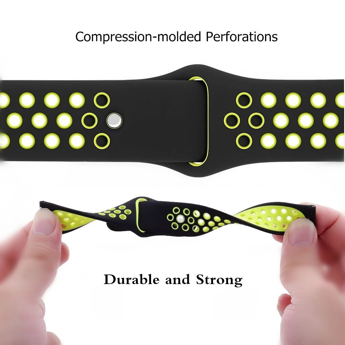Silicone Sports Strap for Smartwatch | 20mm & 22mm Band | Breathable Perforated - product image 5