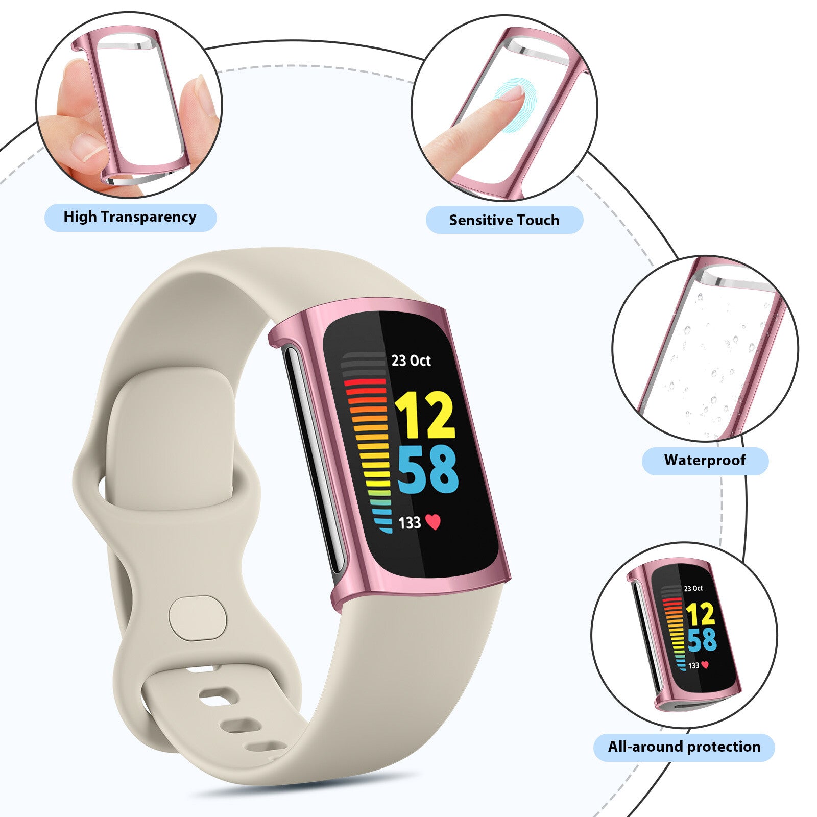 Twin Pack Case for Fitbit Charge 5 / 6 TPU Screen Protector Bumper Shell - product image 9